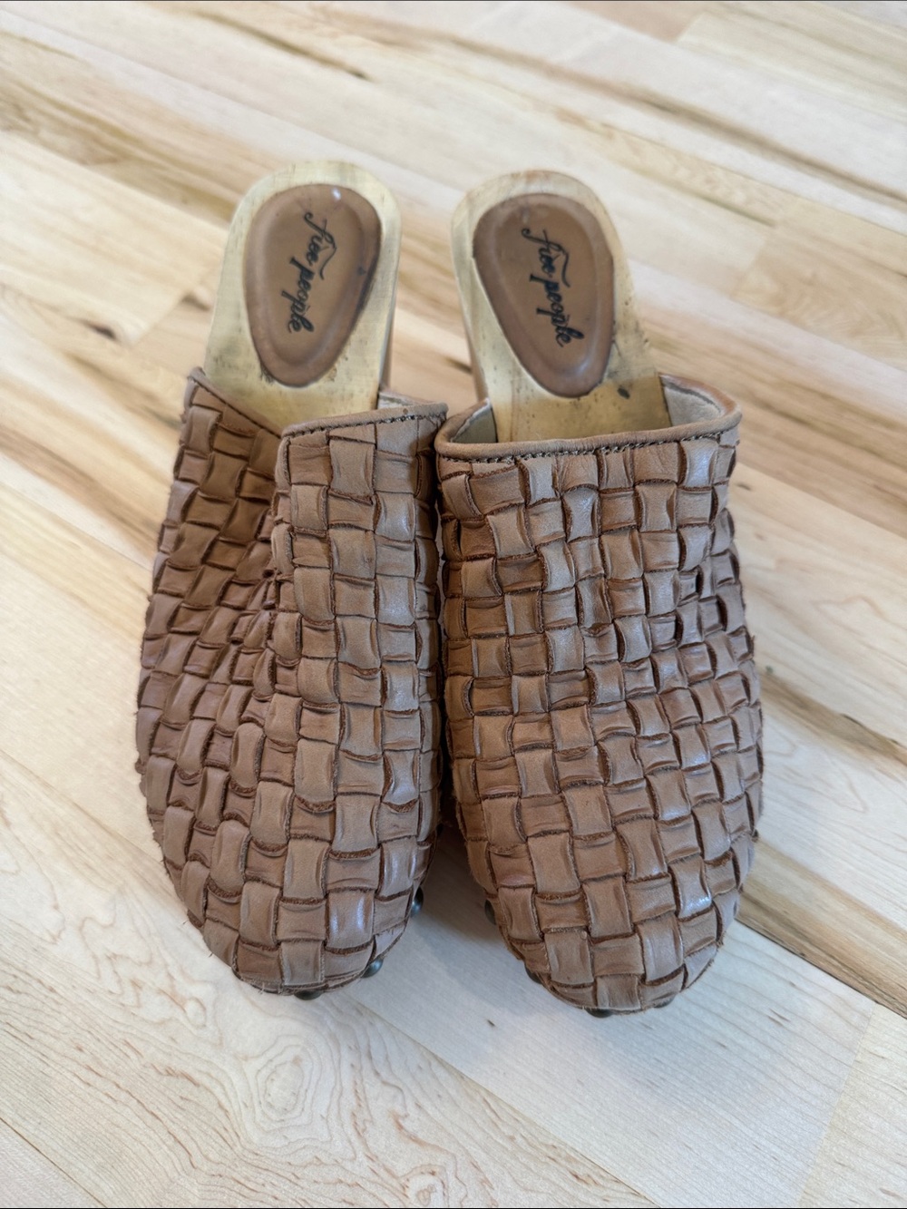 Free People Woven Adelaide Clogs Shoes Taupe Tan-37-6.5-7 - Picture 2 of 7